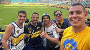 Feliz. Lucio Morales vivió una jornada emocionante desde las tribunas del Hard Rock Stadium, más allá de no haber podido disfrutar de un triunfo de Boca juniors.