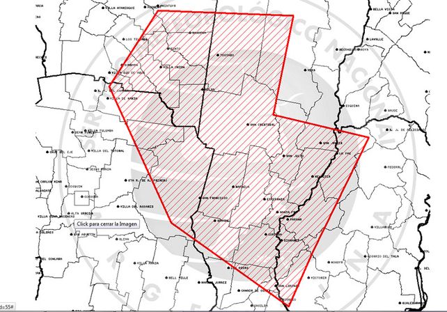 Gran parte del territorio provincial está en el alerta que brindó el Servicio Meteorológico por tormentas fuertes.