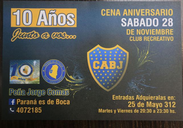 EL COSTO. Las tarjetas para la cena tienen un valor de 300 pesos (140 los menores) con la bebida incluida.