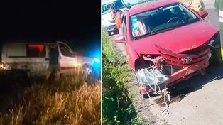 Una familia de Arrecifes despistó a la altura de Ceibas y una conductora de Haedo terminó impactando contra la defensa del cantero central en la Autovía 14