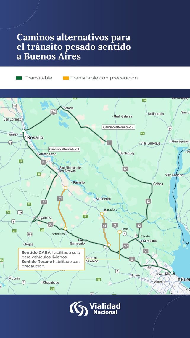 Con restricciones, habilitan la autopista Rosario - Buenos Aires en sentido a CABA
