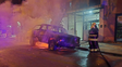 Bomberos Voluntarios trabajan en zona sur en la extinción del incendio de una camioneta. 