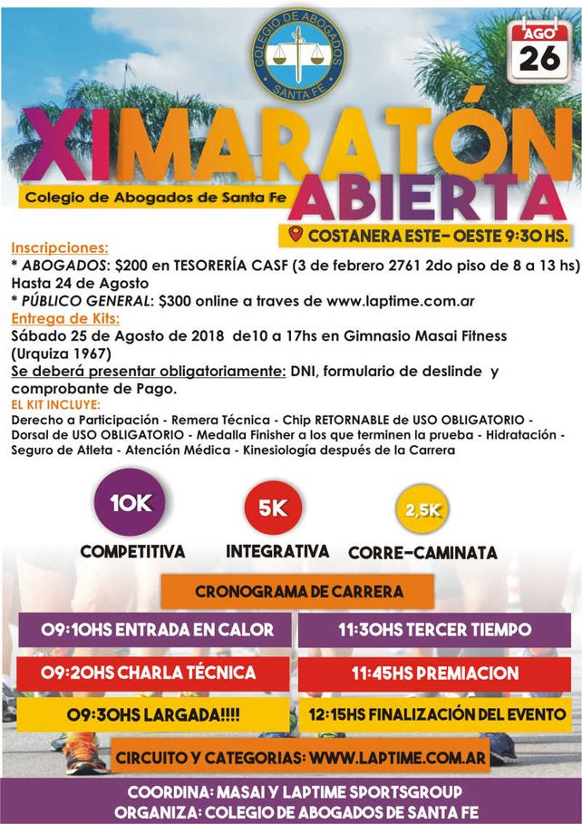 El Colegio de Abogados invita a participar de su XI Maratón