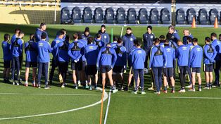 Tevez dialoga con el plantel de Central antes de&nbsp; arrancar la práctica en Gigante.