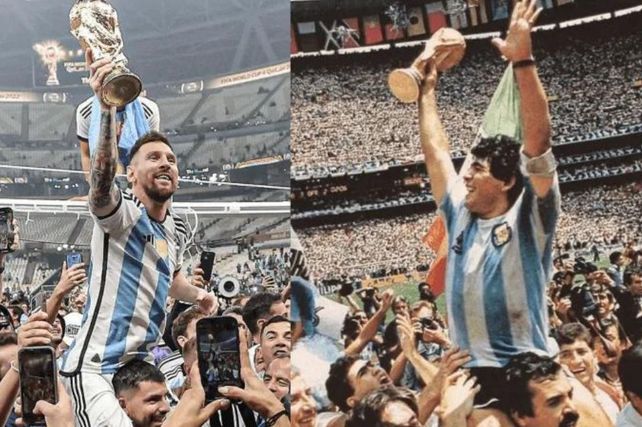 Messi, llevado en hombros como hizo el santafesino Cejas con Maradona