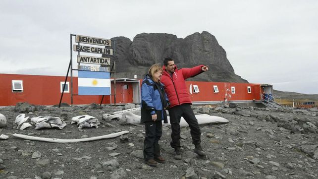 Pioneros. La canciller en la base levantada en la isla 25 de Mayo