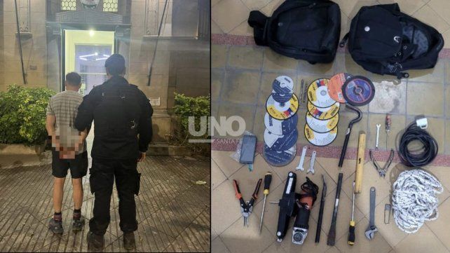 El delincuente llevaba una mochila con herramientas para forzar aberturas y tenía pedidos de captura por otros delitos. El delincuente llevaba una mochila con herramientas para forzar aberturas y tenía pedidos de captura por otros delitos.