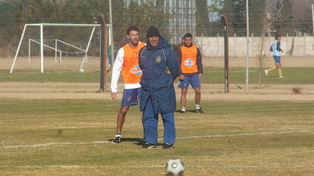 Miguel Russo y Kily González en una práctica en Central en 2009.