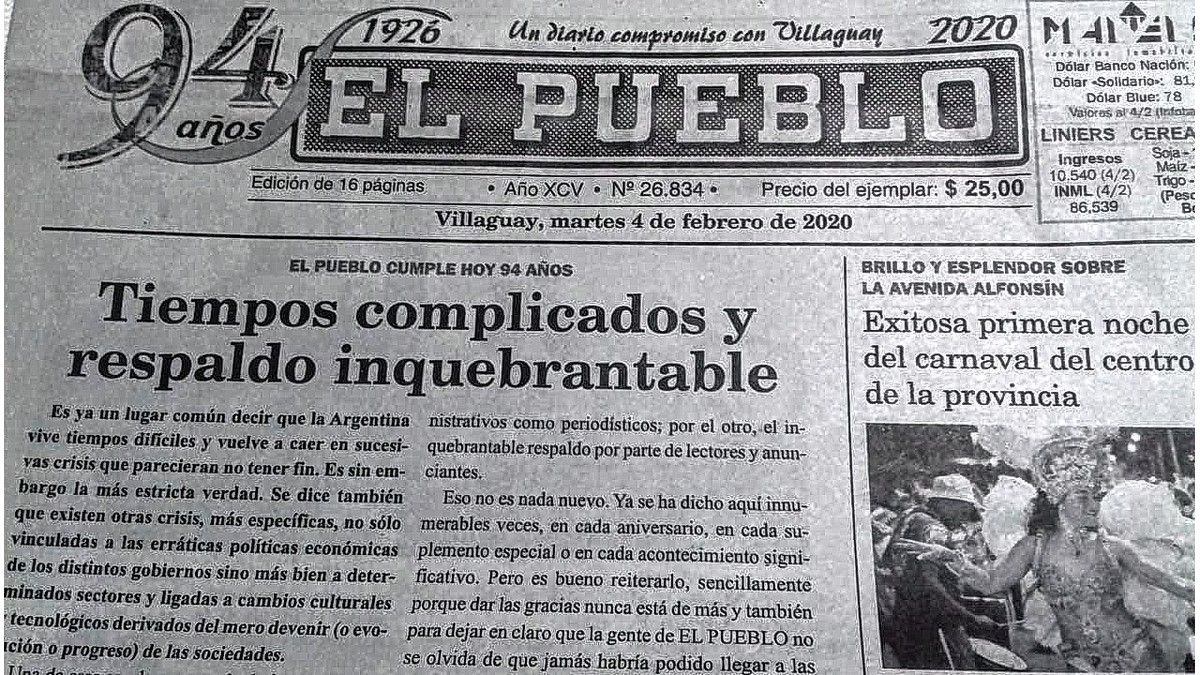 El Pueblo de Villaguay dejó de publicarse y cerró tras un siglo de trayectoria
