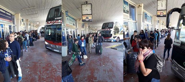 Tres fotos que muestran la realidad de la terminal santafecina.&nbsp;
