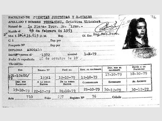Finalmente, se conoció el diploma de abogada de Cristina Kirchner