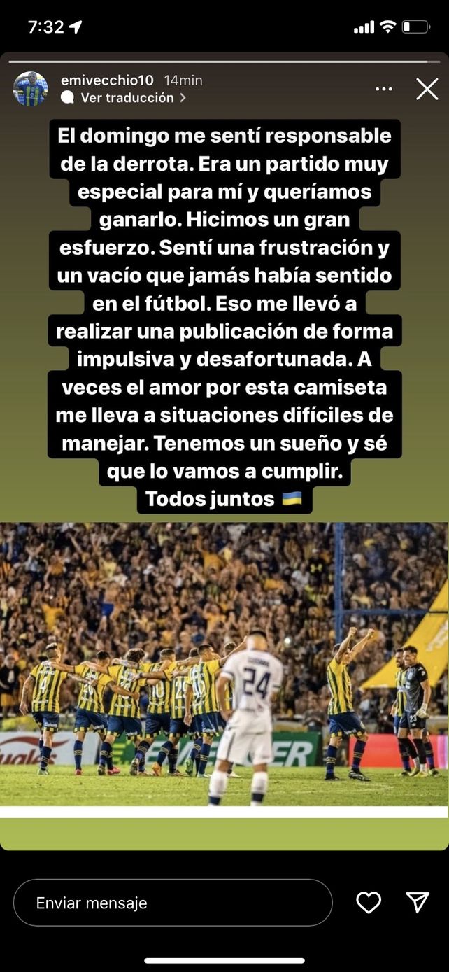 La nueva publicación de Vecchio en la red social Instagram.