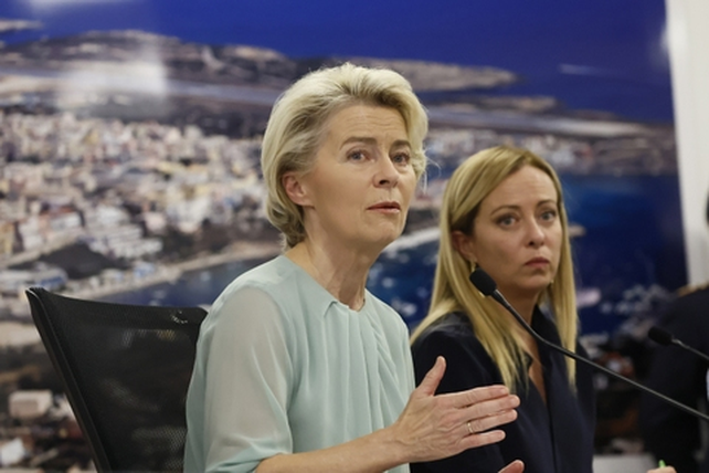 Von der Leyen y Giorgia Meloni se mostraron juntas en Lampedusa.