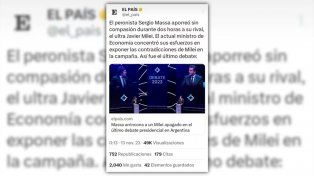 Sergio Massa impuso su agenda y Milei no pudo: así reseñó la prensa internacional el debate&nbsp;