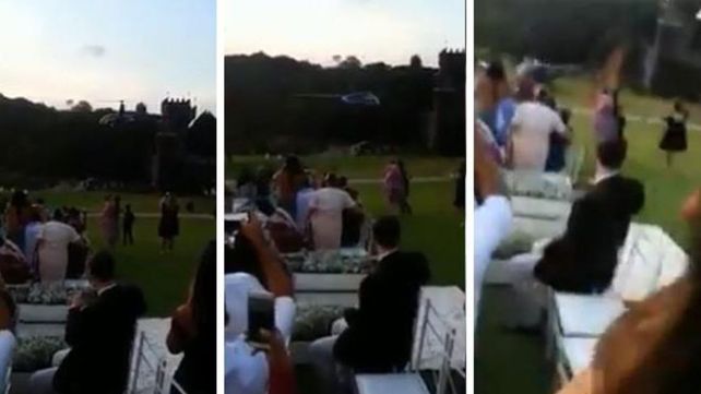 Novia fue a su boda en helicóptero, se estrelló, sobrevivió y se casó igual