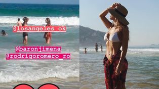 La primera foto en la playa y juntos de Jimena Barón y Rodrigo Romero