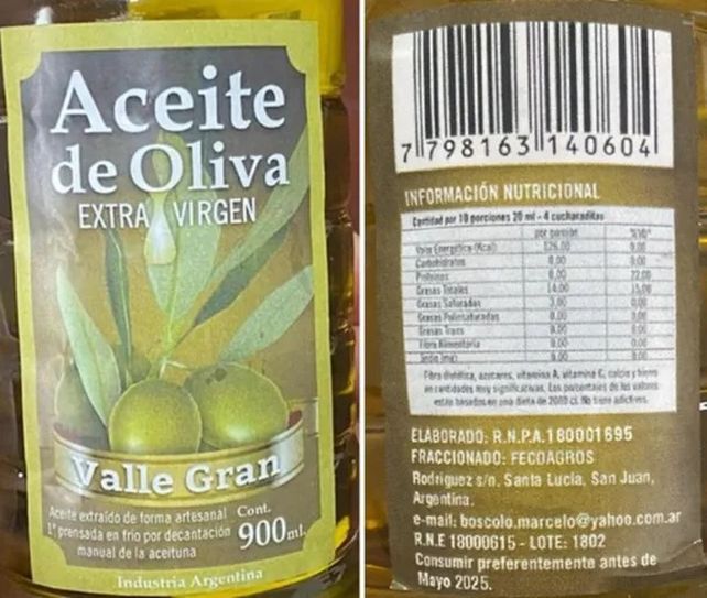 El aceite de oliva producido en San Juan se fue prohibido por la Anmat