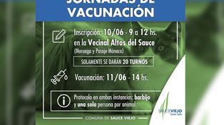 Campaña de vacunación animal en Sauce Viejo