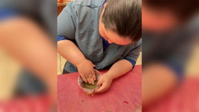Diamante: jóvenes realizan macetas de yerba reciclada