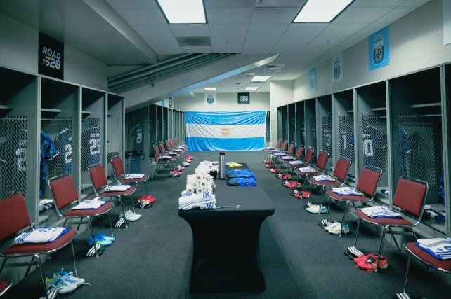 El vestuario de Argentina en la previa.