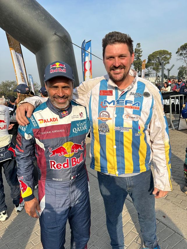 Fantoni junto al príncipe qatarí Nasser Al Attiyah, en el Dakar.