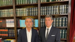 El intendente Pablo Javkin y Horacio Rosatti, presidente de la Corte.
