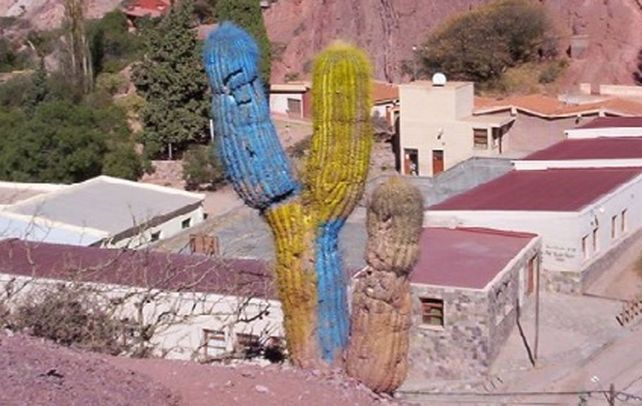 Azul y amarillo. Los simpatizantes del club de Arroyito llegaron a Jujuy en varios colectivos y no dudaron en festejar el ascenso con aerosoles.