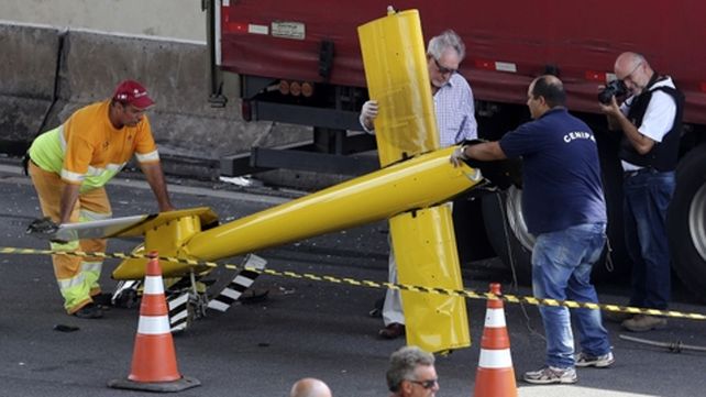 tragedia aérea. El helicóptero que llevaba a Ricardo Boechat.