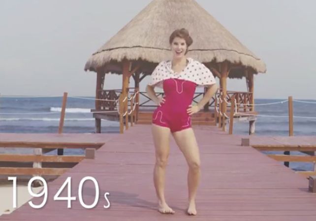 Un video muestra la evolución de la bikini que con el paso del tiempo cada vez es más chica