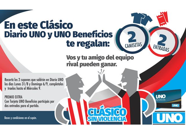 En este clásico, Diario UNO y UNO Beneficios te regalan dos camisetas y dos entradas