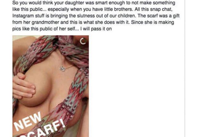 Un padre publicó una foto de su hija adolescente en topless como forma de castigo