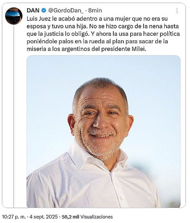 El Gordo Dan se cruzó con Guillermo Francos por el tuit sobre Luis Juez
