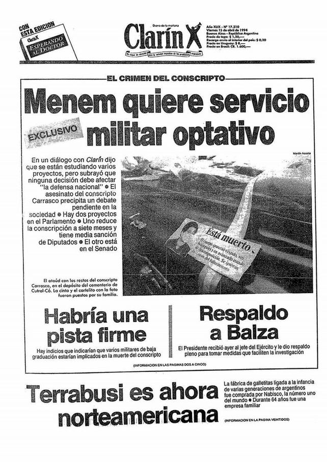 La muerte del soldado Carrasco, el caso que terminó con el servicio militar