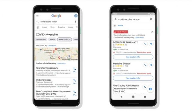 Google prepara una herramienta para localizar centros de vacunación contra el Covid-19