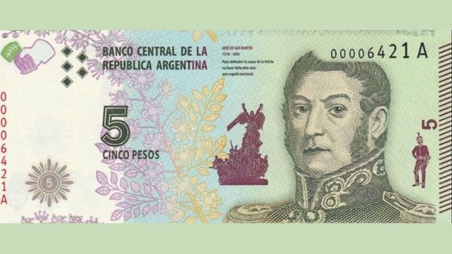 Salen de circulación los billetes de 5 pesos