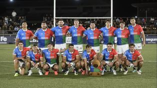 El equipo del Litoral que salió a la cancha por segunda vez en la ciudad en el torneo, ante Tarucas. Capibaras se ilusiona con las semis del Súper Rugby Américas.
