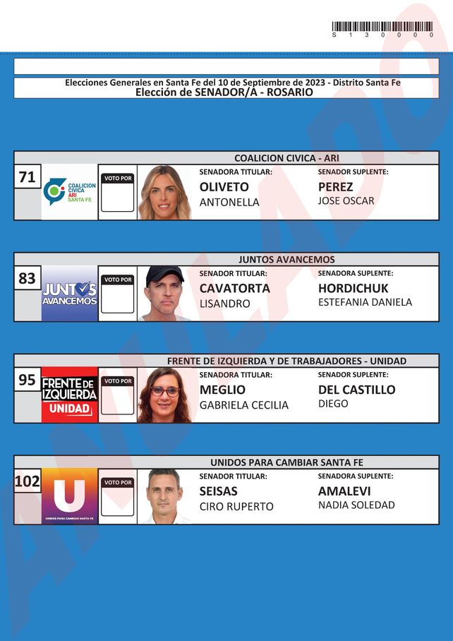 Candidatos a senador departamental.