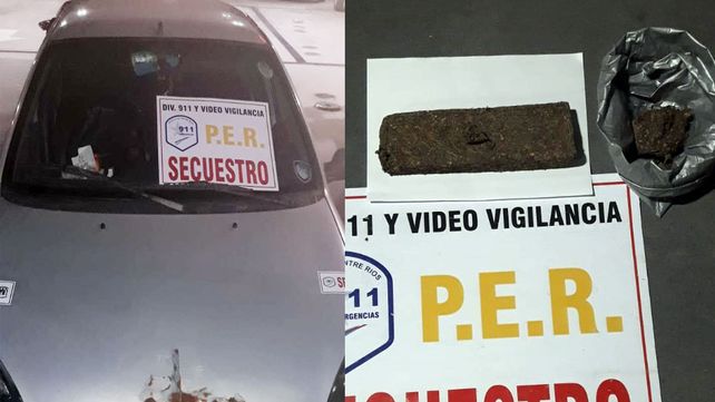 El hombre estaba escondido en un auto en una estación de servicios con un ladrillo de marihuana.&nbsp;