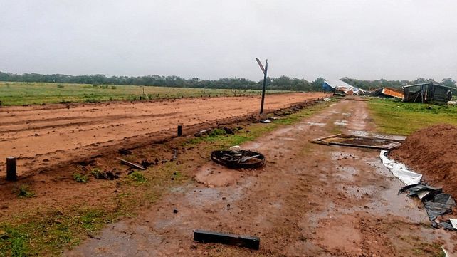 El temporal voló el techo de un galpón de pollos