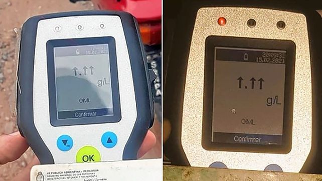 Peligro en la ruta: el alcoholímetro les marcó el máximo