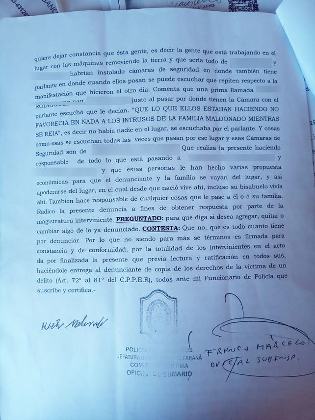 Borde costero de Paraná: una familia denuncia amenazas y ataques para que desalojen