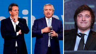 Sergio Massa, Alberto Fernández y Javier Milei