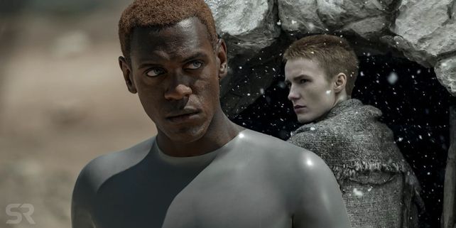 Los androides Padre y Madre a cargo de Abubakar Salim y Amanda Collin.
