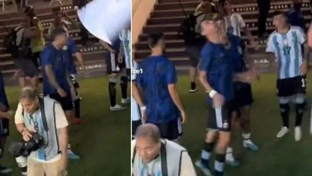 Fideo reacciona ante la agresión de hinchas brasileños.