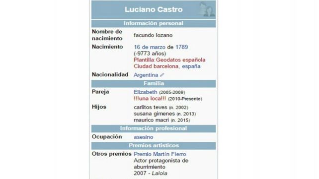 La maliciosa edición en Wikipedia sobre Luciano La maliciosa edición en Wikipedia sobre Luciano