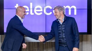 El gobernador de Entre Ríos Rogelio Frigerio y el CEO de&nbsp; Telecom Argentina, Roberto Nobile.