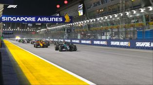 Largada en Singapur, con Russell manteniendo cómo la posición. Franco Colapinto ganó tres lugares.