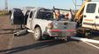Seguí: una camioneta perdió una rueda en la Ruta 32 y chocó contra una columna