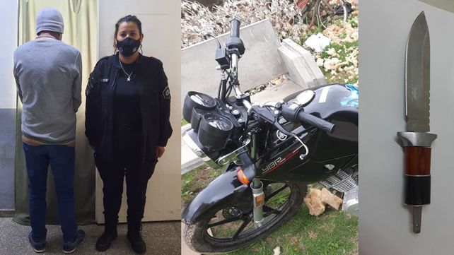El hombre detenido y la moto secuestrada