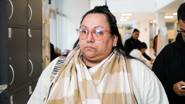 Silvina Garcilazo, hermana Ivana, durante el cuarto intermedio en la audiencia de este viernes
